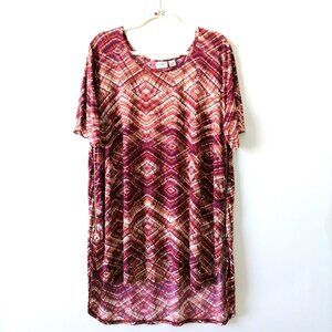 Cato Womens Multicolor Scoop Neck Geometric Blouse Tunic Top Size 18/20W